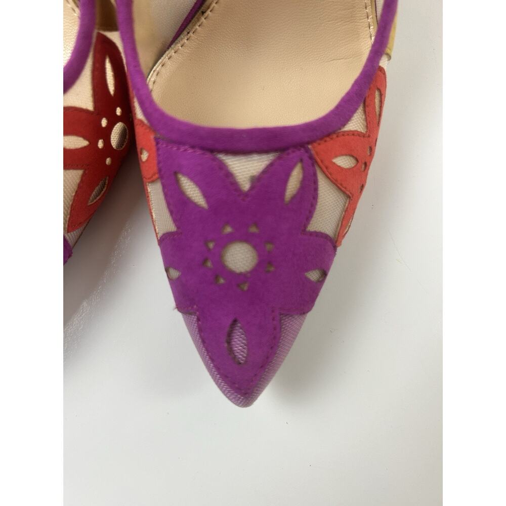 Jessica Simpson Perie Pumps Heel Floral Embroidered Sheer Mesh Womens Sz 6 Pink - Picture 5 of 15